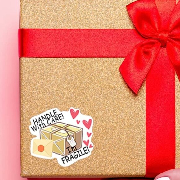 100 HANDLE WITH CARE I'M FRAGILE Sticker Label with Hearts - Picture 3 of 7